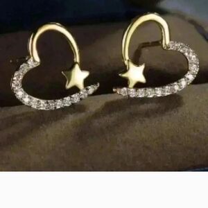 Gold and Silver Heart Star Earrings